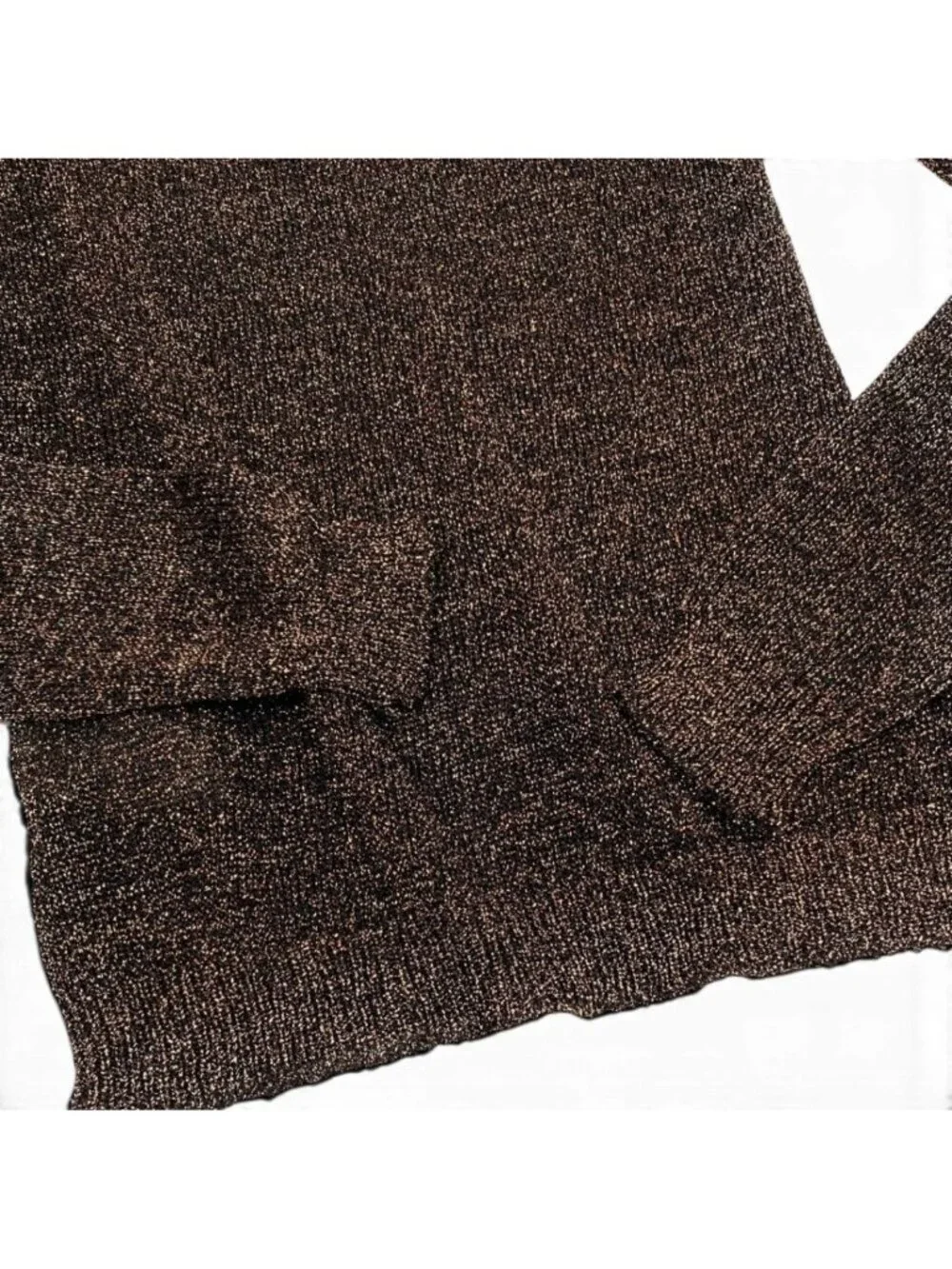 Miu Miu Ef5 Turtleneck Glitter Knit Sweater Black Gold